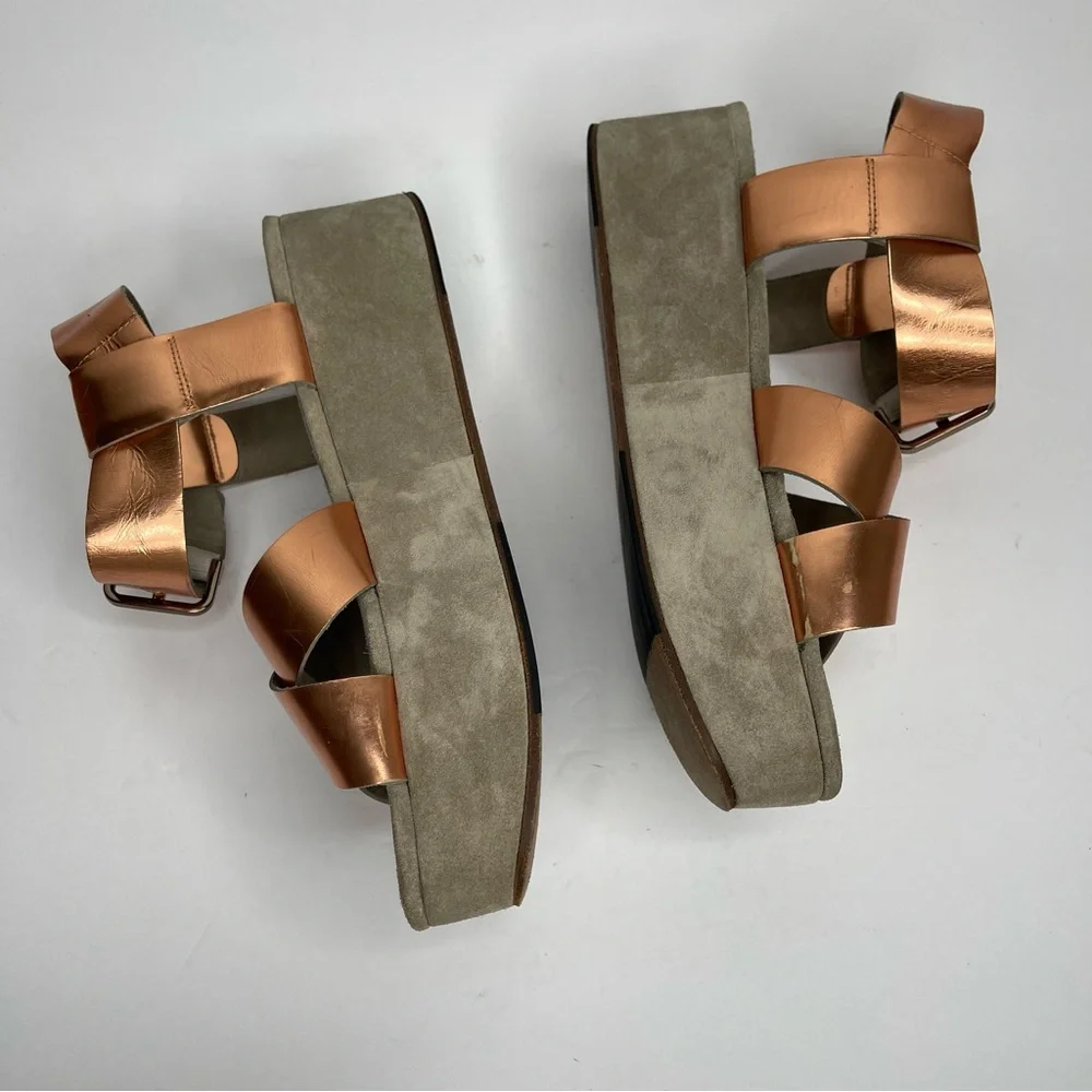 Kennel & Schmenger Rose Gold/Cooper Metallic Platform Sandal Size 8 Designer Y2K
